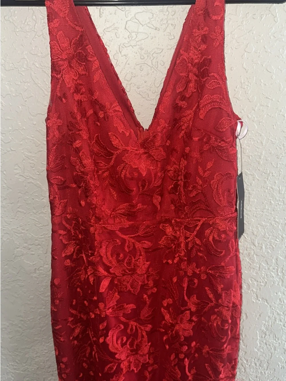 Lulu's Red Lace V-Neck Maxi Dress - Picture 2 of 2